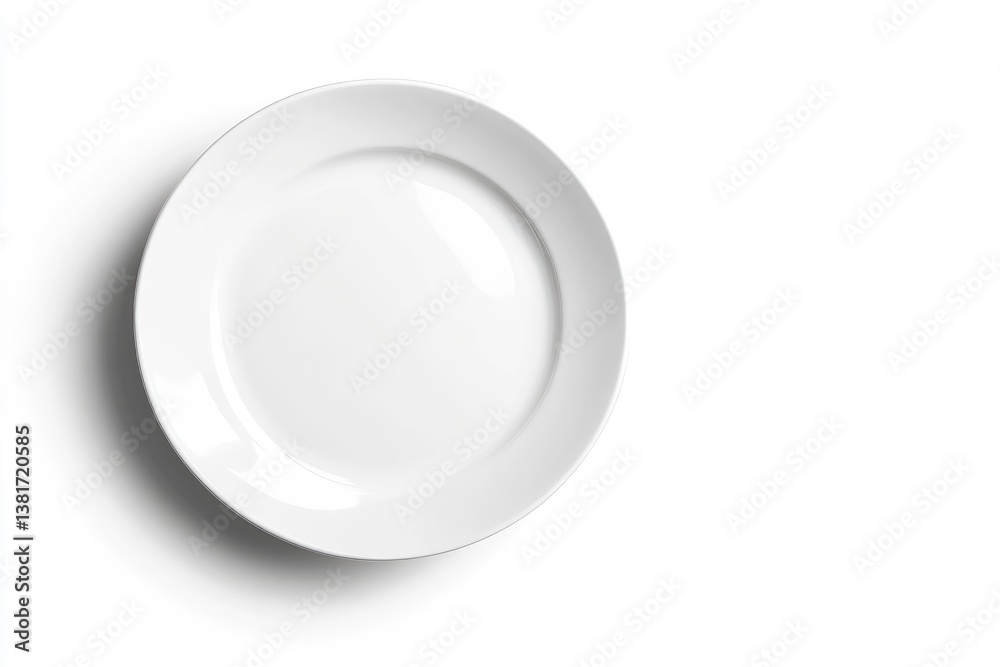 Clean Minimalist White Plate Presentation on White Background for Food Styling Clean Minimalist White Plate Presentation on White Background for Food Styling
