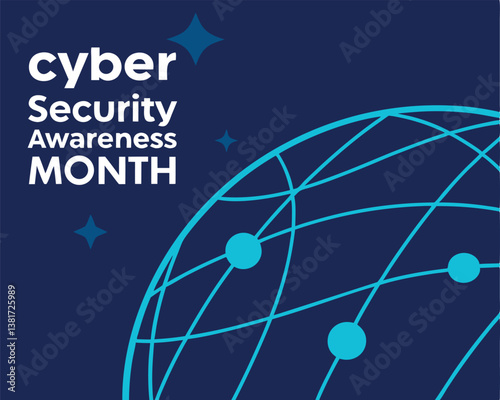 Cyber Security Awareness Month: Shield with Checkmark for Online Safety.