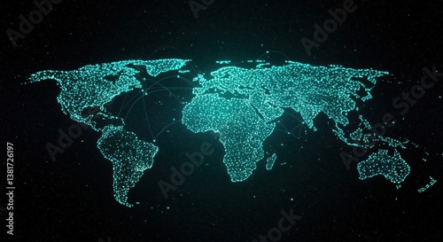 A stunning digital illustration of a global map, featuring glowing dots connected by lines, symbolizing global connectivity and the essence of digital networks.