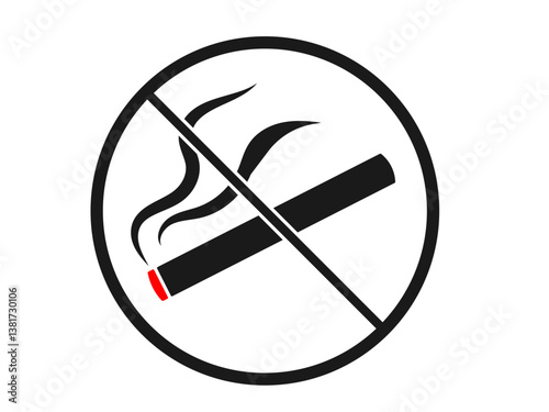 Cigarette prohibitory sign for No Smoking poster. Vector illustration for health campaigns, public spaces, and anti smoking awareness designs