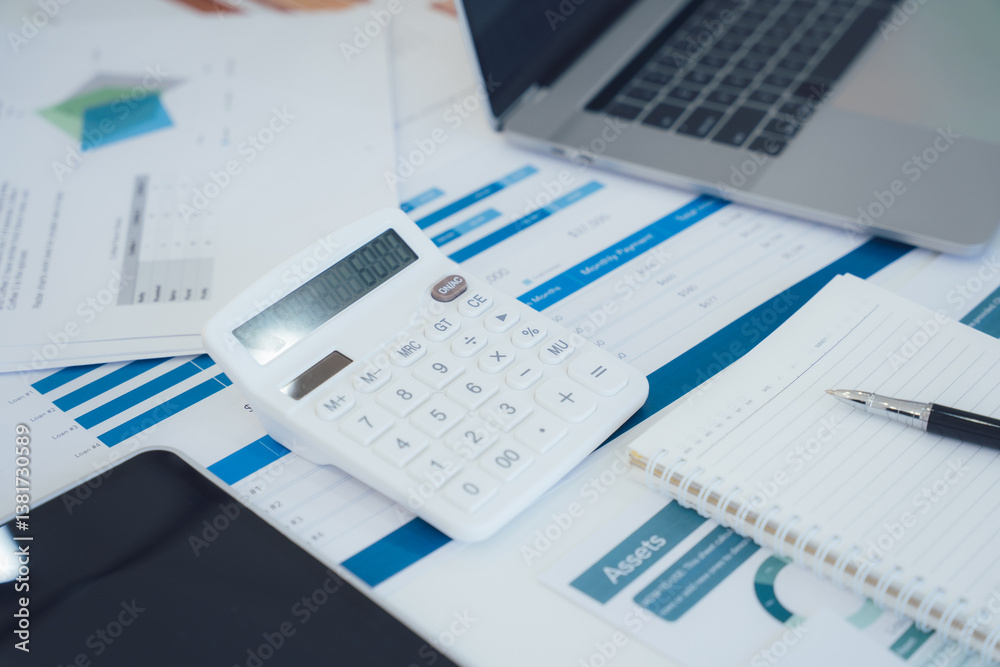 Financial Analysis with Calculator and Laptop Financial Analysis with Calculator and Laptop