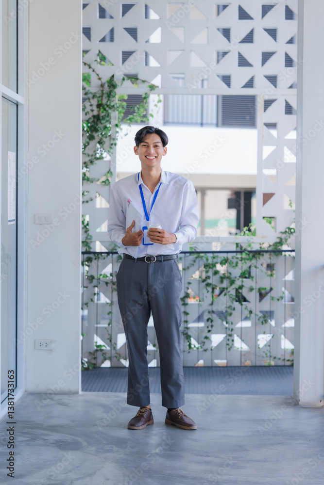 Young Professional Man Standing with Coffee