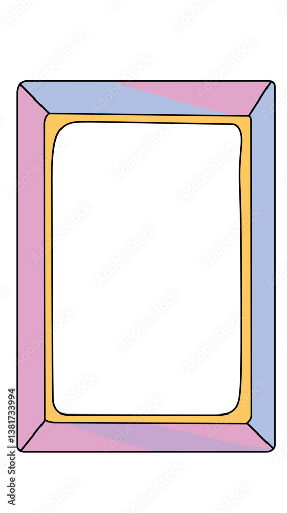Colorful geometric frame with pink, blue, and yellow design Colorful geometric frame with pink, blue, and yellow design