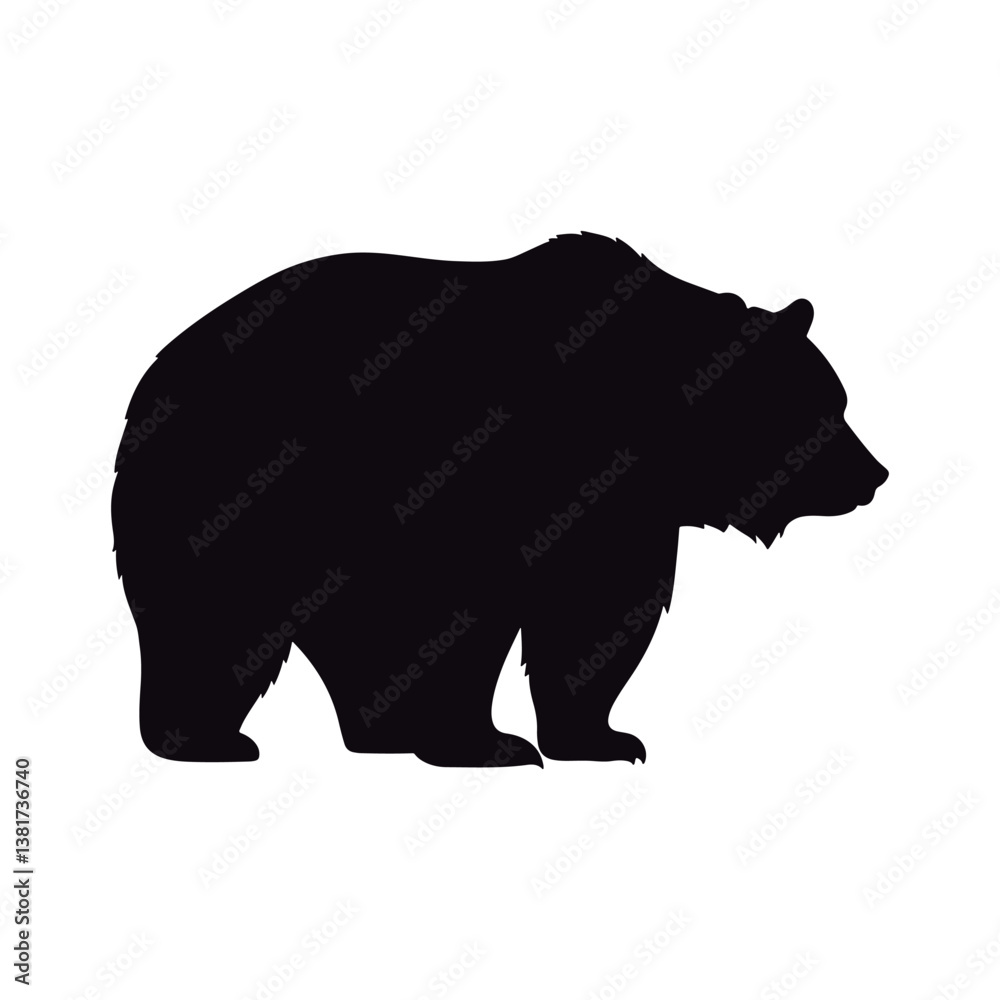 Fototapeta premium Bear Walking Silhouette. Bear: A Symbol of Strength. 
