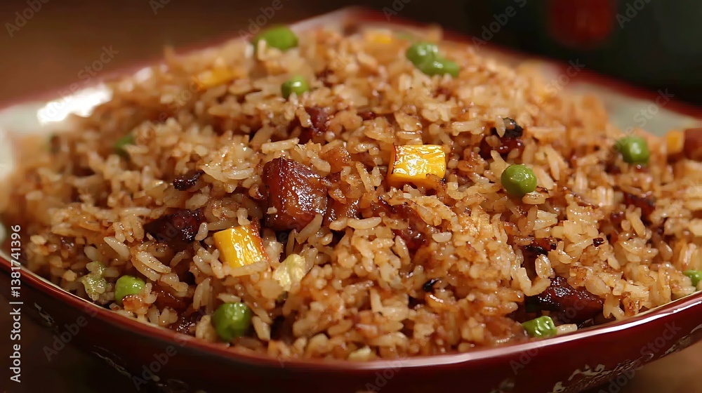 A delicious plate of prepared fried rice ready to eat A delicious plate of prepared fried rice ready to eat
