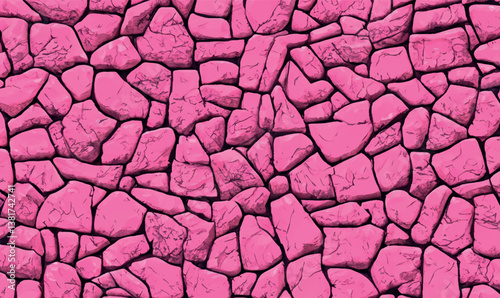 Abstract pink background with cracks in the form of a stone wall texture. 3d rendered stone surface background abstract pink stone texture. Pink stone pebble background and texture for design.