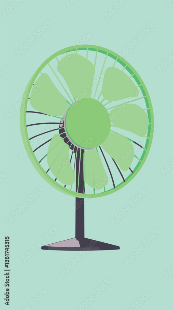Obraz premium Green electric fan on mint background - minimal design and fresh life concept art