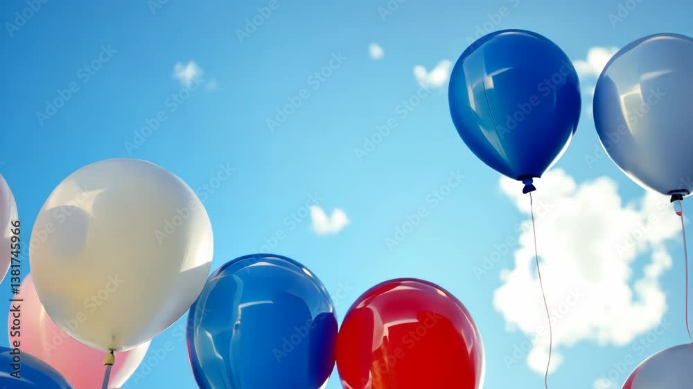Close-up of red and blue balloons floating in clear sky symbolizing control, balance, and hope in diabetes concept