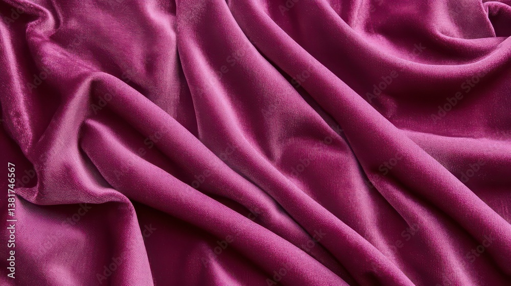 Fototapeta premium Textural symphony in amethyst: A close-up of luxurious draped velvet fabric