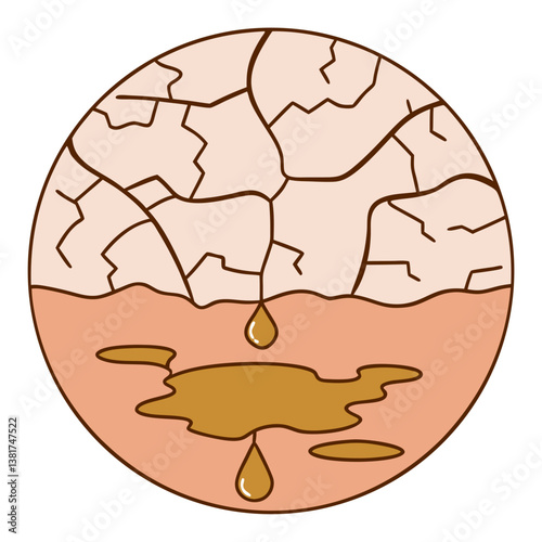 Cracked earth with liquid drops representing environmental crisis