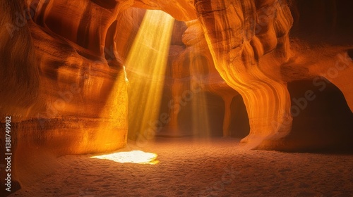 Obraz na płótnie Spectacular sandstone canyon illuminated by sunbeams creating a serene ambiance w salonie