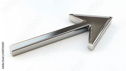 Sleek Chrome Arrow: A symbol of progression and forward movement. Directional icon with a modern and stylish design on clean background.