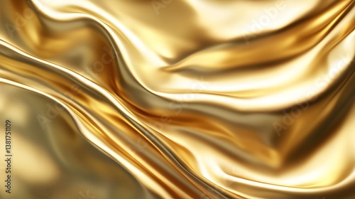 Luminous gold fabric cascades in elegant folds, catching light and shadow in a mesmerizing display of luxurious texture and rich color.