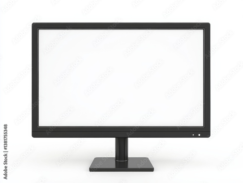 Sleek black monitor with blank screen display on white background Sleek black monitor with blank screen display on white background