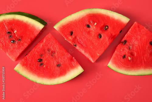 Fresh watermelon slices wit...