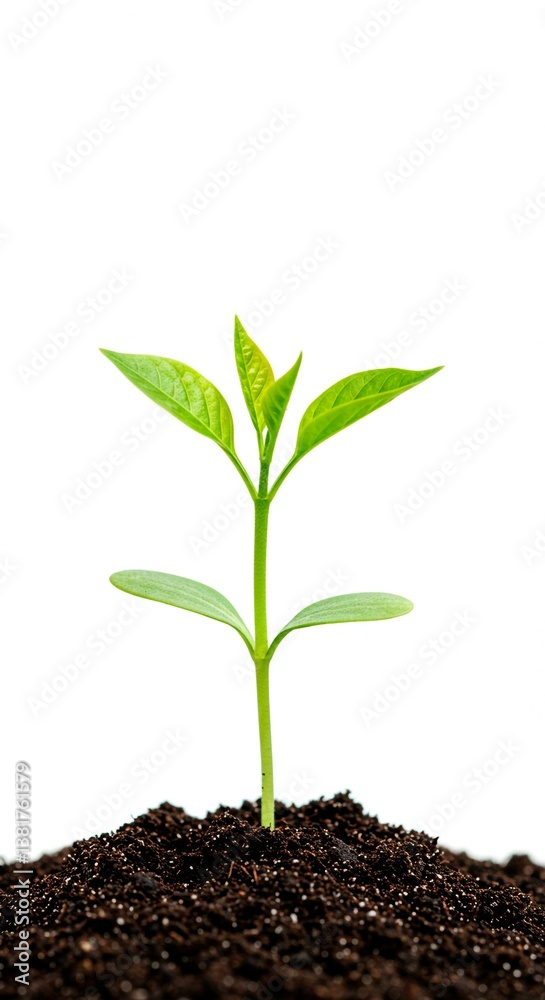 Isolated young sprout pushing new life from the earth's soil