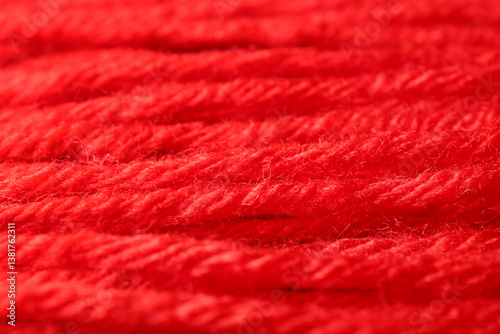 Closeup view of red wool ya...