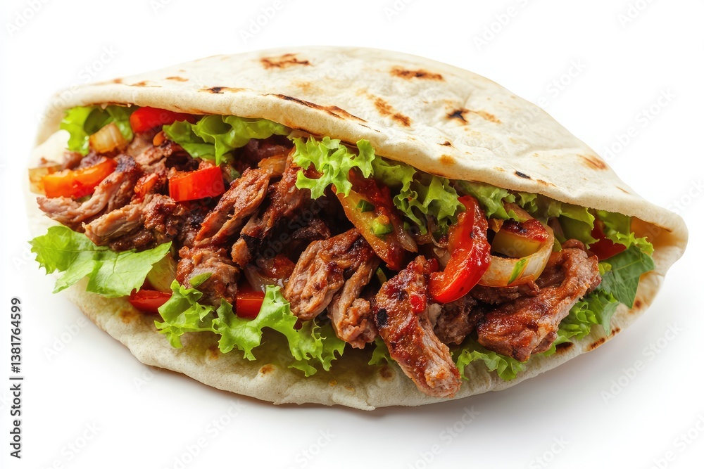 Sambal doner kebab in char pita bread. AI generated illustration. Sambal doner kebab in char pita bread. AI generated illustration.