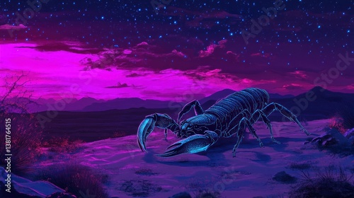 Scorpion Crawling on Desert Sand Under a Starry Night Sky
