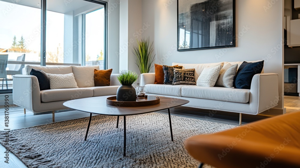 Stylish Living Room Interior with Modern Sofas and Coffee Table