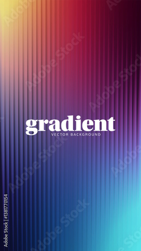 Ripple glass distortion background. Abstract fractal effect ribbed glass texture with vibrant gradients smooth fluted vertical lines. Reeded Bold dynamic design blending futuristic tones vector bg