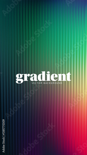 Ripple glass distortion background. Abstract fractal effect ribbed glass texture with vibrant gradients smooth fluted vertical lines. Reeded Bold dynamic design blending futuristic tones vector bg