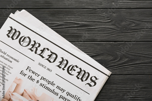 Morning newspaper on black ...