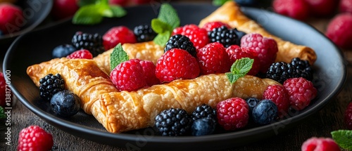 Obraz na płótnie Mouthwatering Fruit Turnovers - Crispy, Golden, and Delicious w salonie