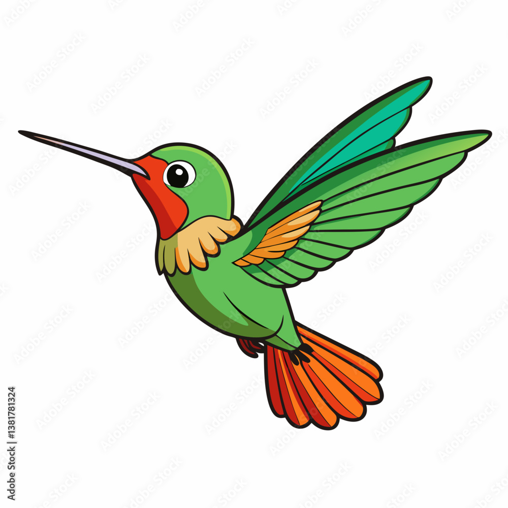 Obraz premium Colorful hummingbird in flight near a flower perched on a branch with vibrant wings and tropical nature