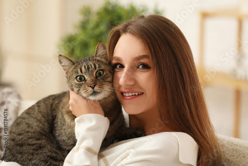 Pretty young woman with cut...