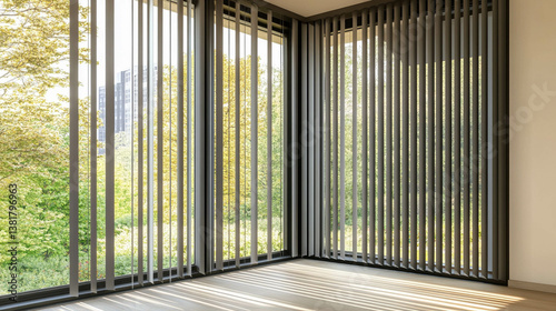 Obraz na płótnie Windows with vertical blinds close-up w salonie