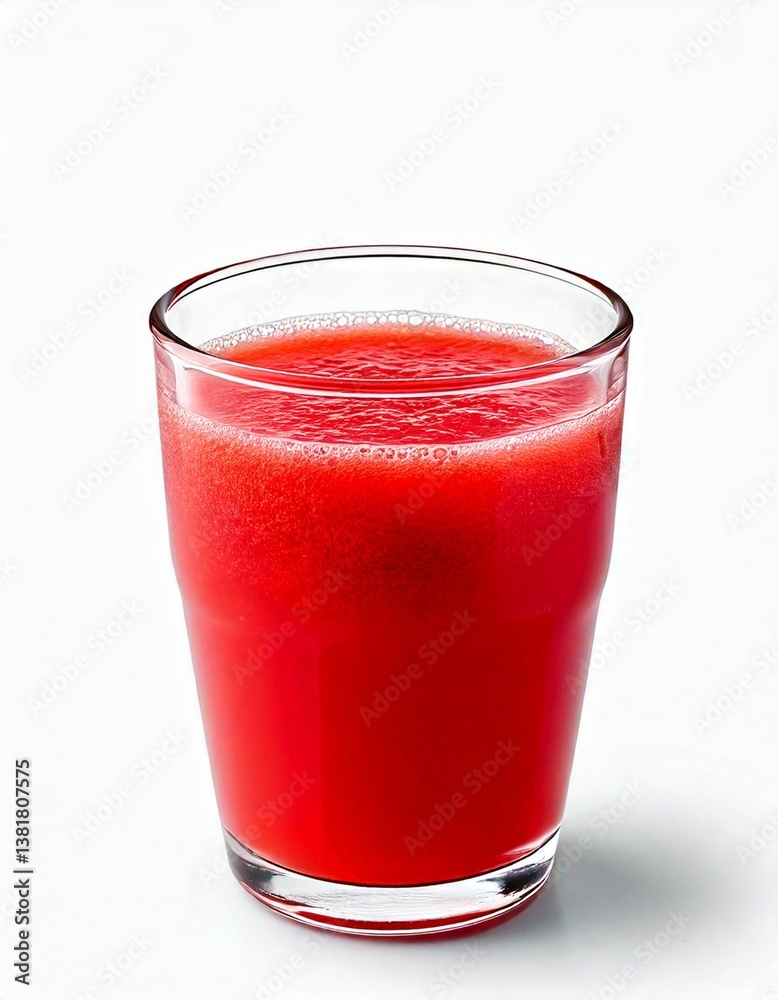 Watermelon Juice – Bright Red Juice in a Clear Cup, No Ice, Side View, Isolated on White Background Watermelon Juice – Bright Red Juice in a Clear Cup, No Ice, Side View, Isolated on White Background