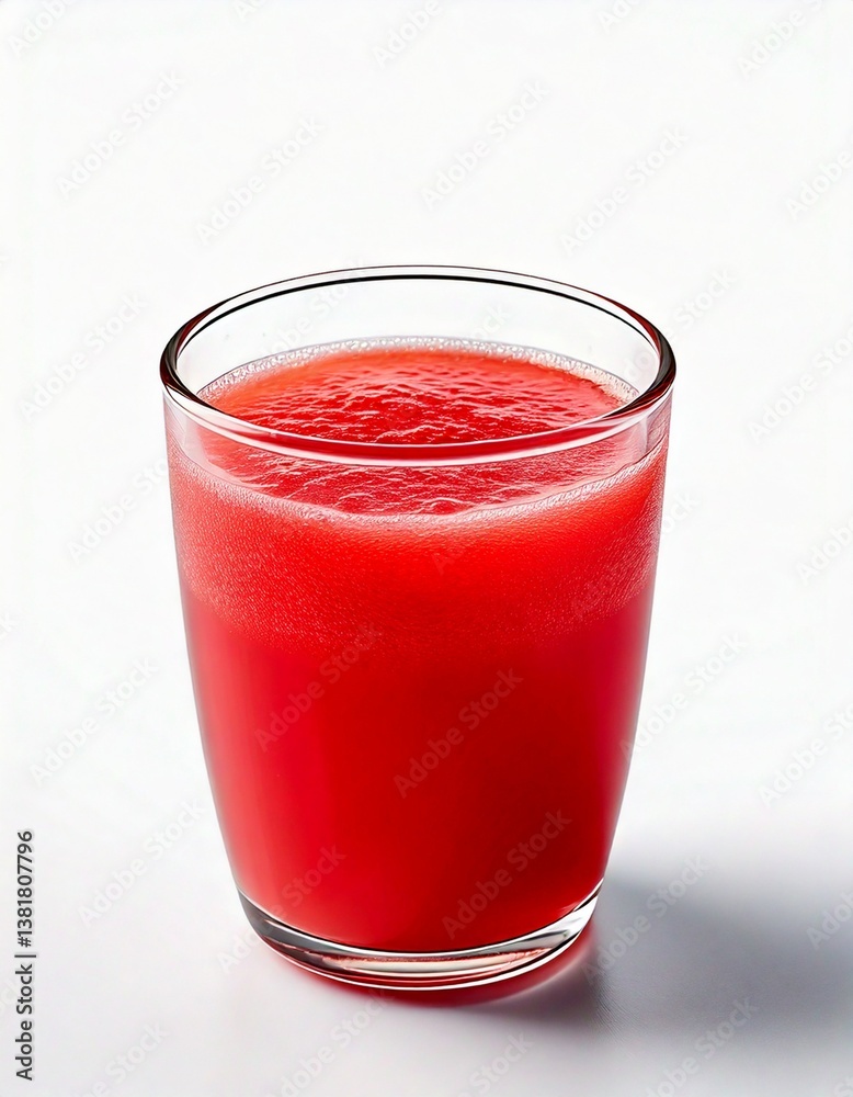 Watermelon Juice – Bright Red Juice in a Clear Cup, No Ice, Side View, Isolated on White Background Watermelon Juice – Bright Red Juice in a Clear Cup, No Ice, Side View, Isolated on White Background