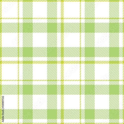 Elegant Seamless Tartan featuring Vibrant Lima and Light White Fabric Design