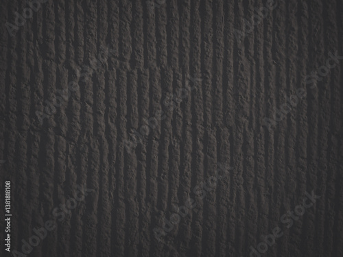 Obraz na płótnie Texture of the wall. Decorative plaster. Rough painted surface with a pattern of vertical stripes, recesses and dents. Faded dark background for design. w salonie