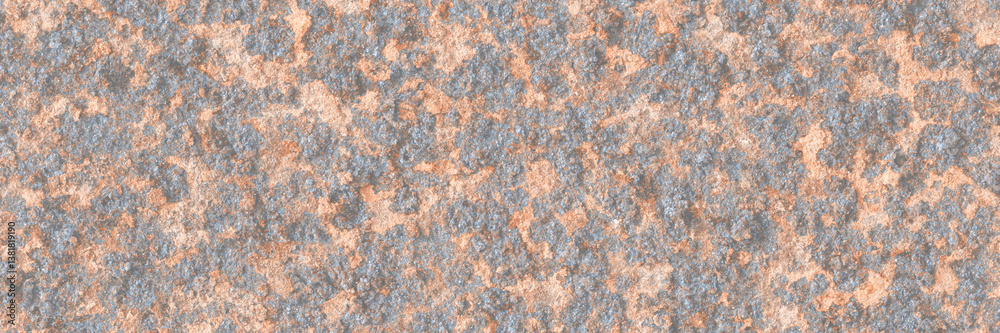 Texture of rusty metal. Rough metal surface with rust. Corroded and oxidized old iron. Rusted and aged metal sheet. Wide panoramic background for design.