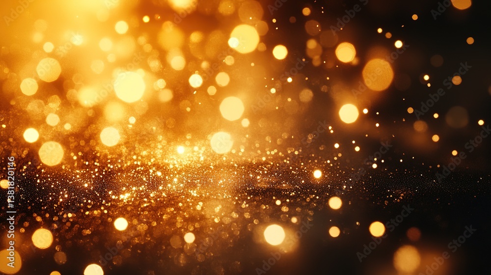 Ephemeral Illumination: A Cascade of Golden Bokeh and Sparkling Particles Ephemeral Illumination: A Cascade of Golden Bokeh and Sparkling Particles