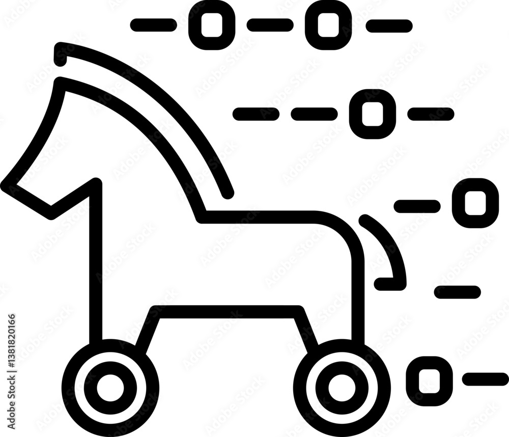 Trojan horse malware attack line icon - Editable Stroke SVG, fully scalable. Trojan horse malware attack line icon - Editable Stroke SVG, fully scalable.
