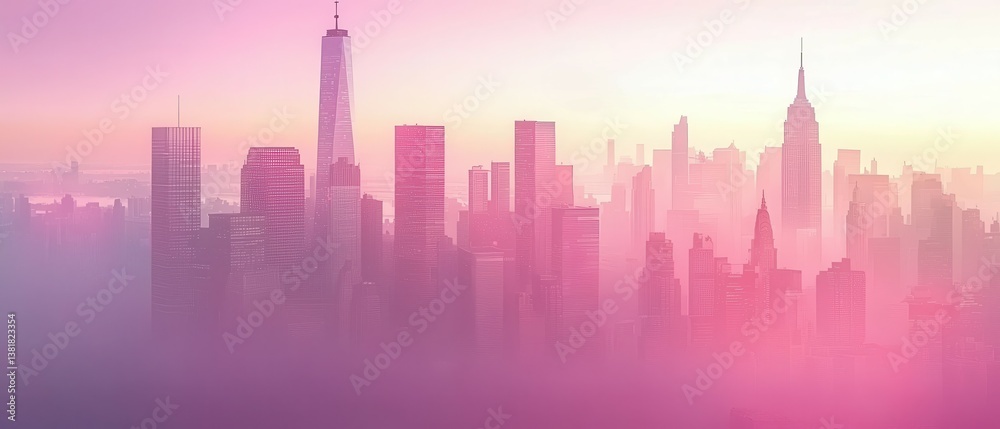 Fototapeta premium Modern corporate innovation framework infographic urban skyline business concept foggy environment aerial view