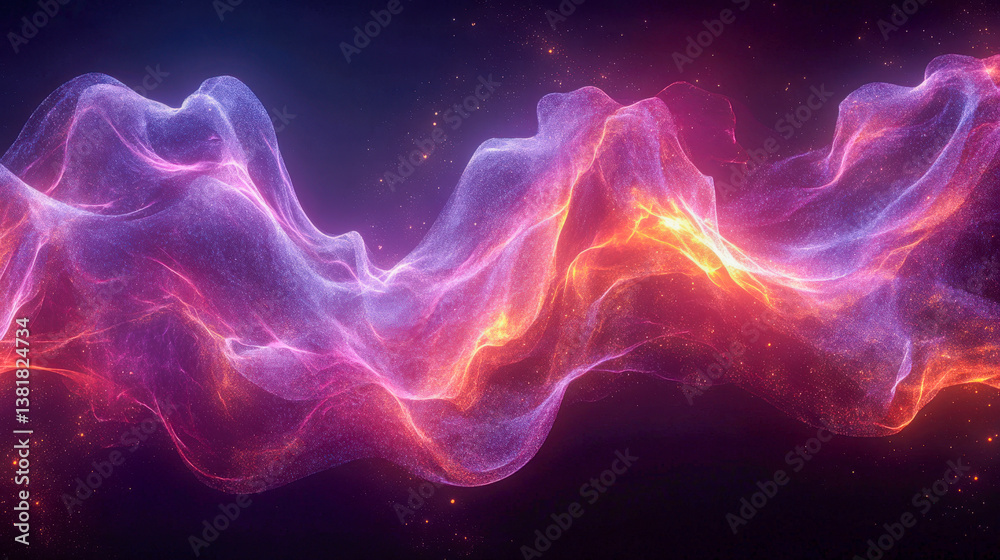Stylized abstract sound waves creating colorful visual patterns in a contemporary digital art style Stylized abstract sound waves creating colorful visual patterns in a contemporary digital art style
