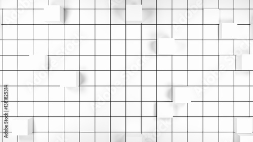 8K Top-Down Render of Minimalistic White Tiles – Overhead Architectural Abstract with Extruded Elements