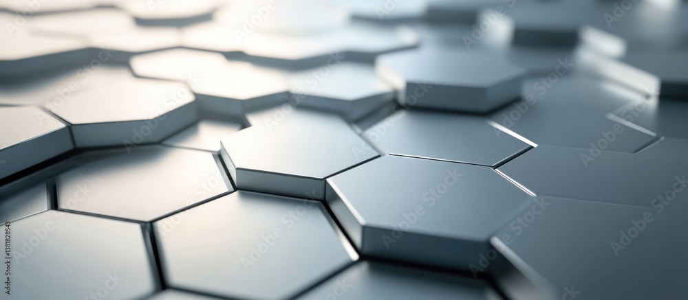 Abstract metallic honeycomb structure with dynamic light and shadow interplay Abstract metallic honeycomb structure with dynamic light and shadow interplay