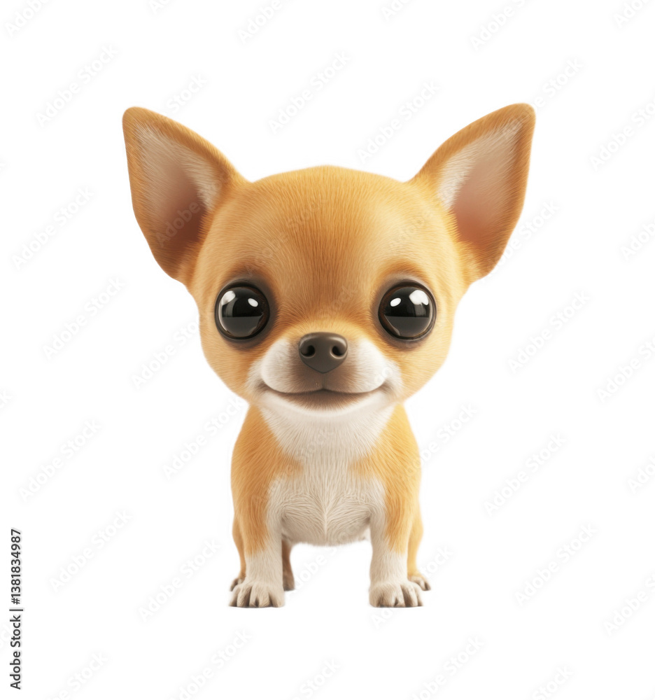 Obraz premium Transparent background image isolate into png . Adorable Brown and White Chihuahua Puppy with Large Eyes on Transparent Background