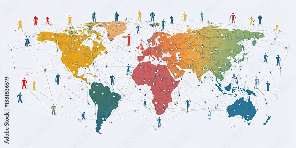 Fototapeta premium A global network of people connected across the entire world