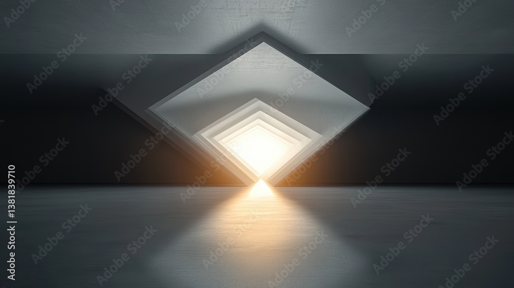 Obraz premium Futuristic Minimalist Geometric Light Sculpture Background with Angular Shapes and Soft Glow