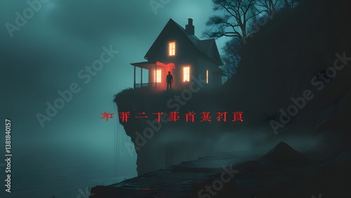 hunted house and ghost outside the ceiling