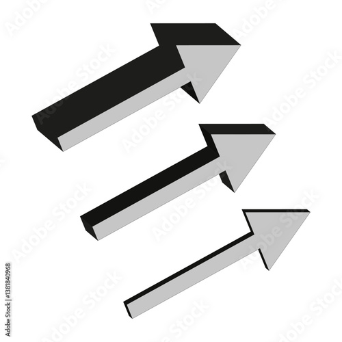 Obraz na płótnie 3d arrow symbol. Perspective arrow graphic. Right direction icon. Vector bold shape. w salonie