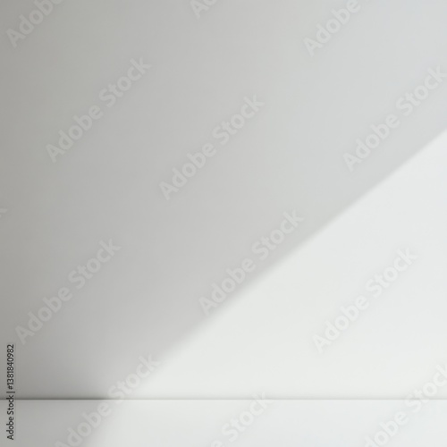 Minimalist white wall with soft light and shadow in a modern interior design setting