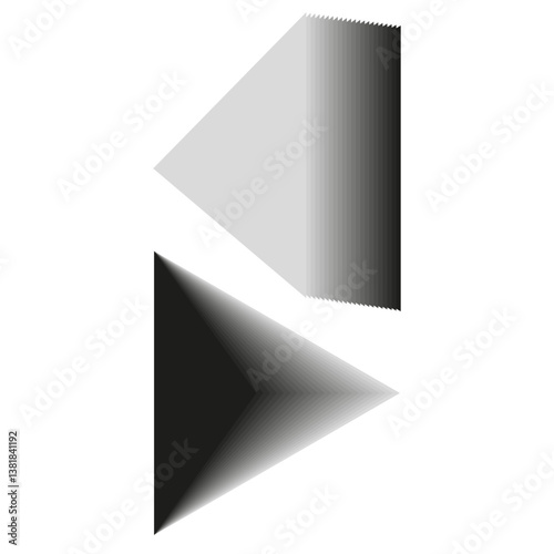 Obraz na płótnie Arrow gradient symbol. Monochrome triangle shape. Directional vector form. Shaded abstract element. w salonie