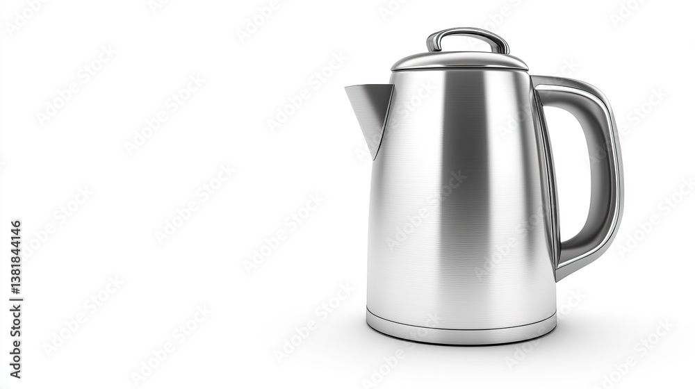 A large-capacity industrial-style electric kettle with a durable stainless steel build on a white background A large-capacity industrial-style electric kettle with a durable stainless steel build on a white background